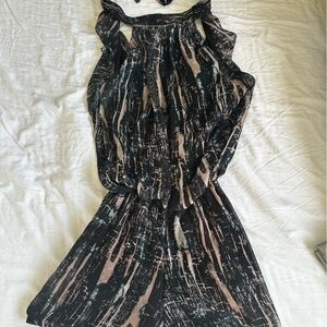 Nordstrom Black and Cream Abstract Jumpsuit